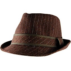 Yesac Unisex Dark Brown Pinstriped Fedora Hat
