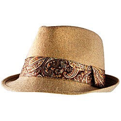 Yesac Unisex Light Brown Wool Fedora Hat