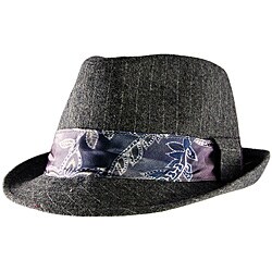 Yesac Unisex Grey Pinstriped Fedora Hat
