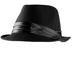 Yesac Unisex Black Wool Fedora Hat