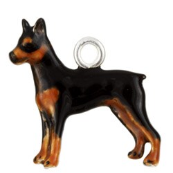 Best in Show Sterling Silver Enamel Miniature Pinscher Dog Charm