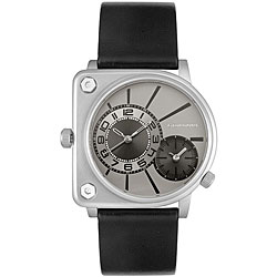 Giordano Men's Dual Time Black Leather Watch