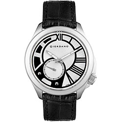 Giordano Men's Black Leather Watch