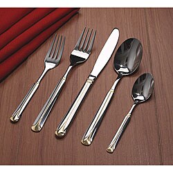 Lorenzo 'Ruby-GS' 72-piece Mirror/ Gold Finish Flatware Set