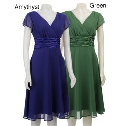 Connected Apparel Women's Short-sleeve Chiffon Dress