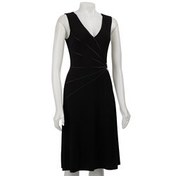 Connected Apparel Women's Satin Ribbon Detail Dress