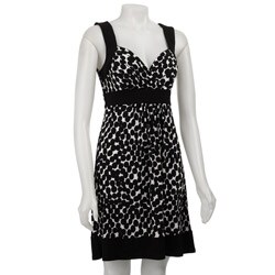 Connected Apparel Women's Black/ White Polka Dot Dress