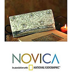 'Silver Bouquet' Beaded Handbag (India)