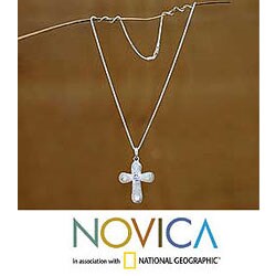 Silver 'Cross of Faith' Amethyst Necklace (Indonesia)