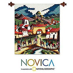 Wool 'Llama Herdsman' Wall Tapestry (Peru)