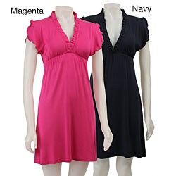 Pathway Short-sleeve Ruffle-neck Knit Dress