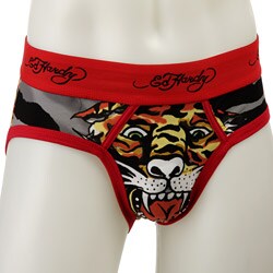 Ed Hardy Men's 'Open-mouth Tiger' Red Hip Briefs