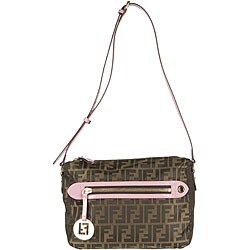 Fendi 'Zucca' Tobacco/ Pink Messenger Bag