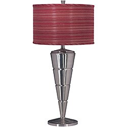 Accolade Table Lamp with Red-striped Drum Shade