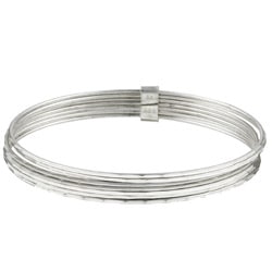 Sterling Essentials Sterling Silver 7-inch Diamond-Cut Bollywood Bangles (Set of 7)