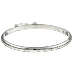 Sterling Essentials Sterling Silver 7-inch Hand-Engraved Bangle Bracelet (5mm)