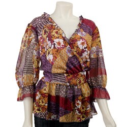 FINAL SALE Alisa M Women's Plus Size Patchwork Design Top