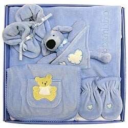 Piccolo Bambino 5-piece Luxurious Blue Velour Baby Set