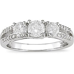 14k White Gold 1ct TDW Diamond Three Stone Ring (I-J, I2-I3)