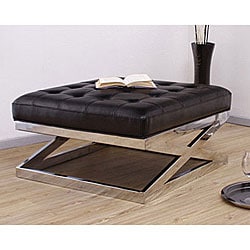 Black Leather X Ottoman