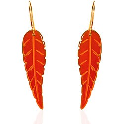 10k Yellow Gold Carnelian Leaf Earrings