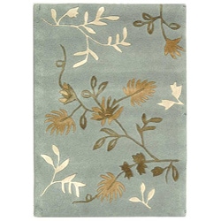 Handmade Soho Twigs Light Blue New Zealand Wool Rug (2' x 3')