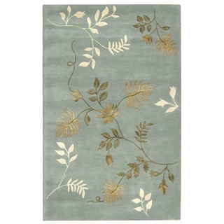 Handmade Soho Twigs Light Blue New Zealand Wool Rug (3'6 x 5'6)