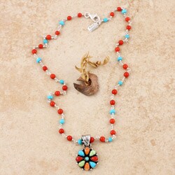 Beaded Necklace with Flower Pendant (Native American)