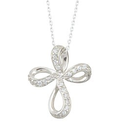 Sterling Silver Cubic Zirconia Fashion Cross Necklace