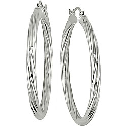 10k White Gold Hoop Earrings
