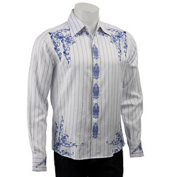 Unlimited Men's Long-sleeve Embroidered Stripe Shirt