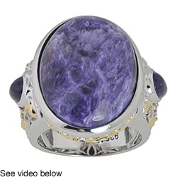 Michael Valitutti Palladium Silver Charoite Ring