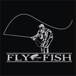 Upstream Images 'Fly Fish' Silver Window Decal