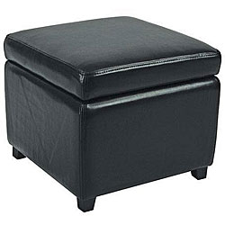 Jonathan Flip-top Black Ottoman