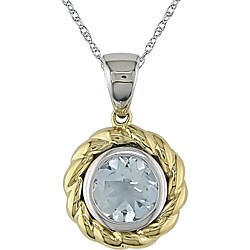 10k Two-tone Gold Aquamarine Necklace