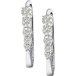 14k White Gold 3/4ct TDW Journey Hoop Earrings (J-K, I1)