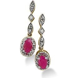 10k Yellow Gold Ruby and Diamond Earrings