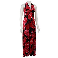 Tiana B. Women's Floral Print Halter Maxi Dress