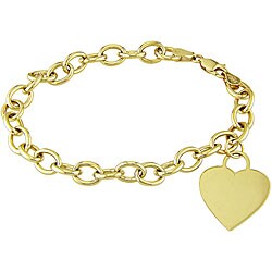 14k Yellow Gold Heart Tag Bracelet