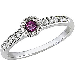 14k White Gold Rhodolite and 1/10ct TDW Diamond Ring