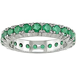 14k White Gold Emerald Eternity Band