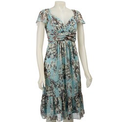 Sunhee Women's Printed Chiffon Floz Hem Dress