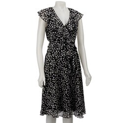 K Studio Women's Chiffon Faux Wrap Dress