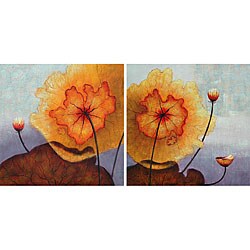 Hand-painted 'In Bloom' 2-piece Oil Canvas Art Set
