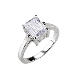 NEXTE Jewelry Rhodium-plated Emerald-cut Cubic Zirconia Ring