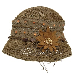Adi Designs Women's Crochet Ribbon Trim Bucket Hat