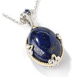 Michael Valitutti Silver Lapis and Sapphire Necklace