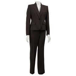 Anne Klein Women's 1-button Onyx/ Slate Pant Suit