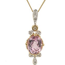 Michael Valitutti 14k Gold Kunzite and 1/6ct TDW Diamond Necklace