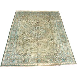 Persian Antique Tabriz Beige/ Olive Rug (8'2 x 11'4)